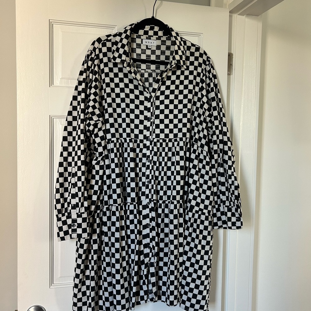 WRAY - Black and White Checkered Dress in XXL